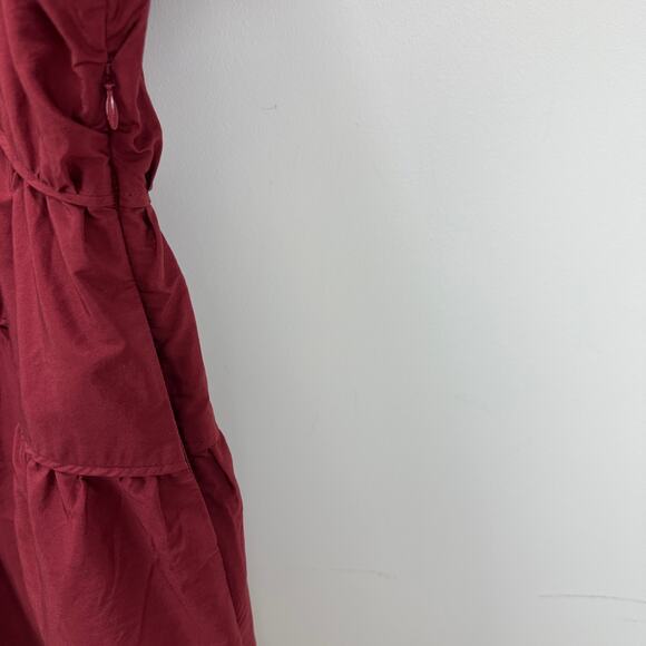 Madewell Puff Sleeve Mini Dress Poplin Claret Burgundy A Line Pockets XL NWT - Picture 14 of 14